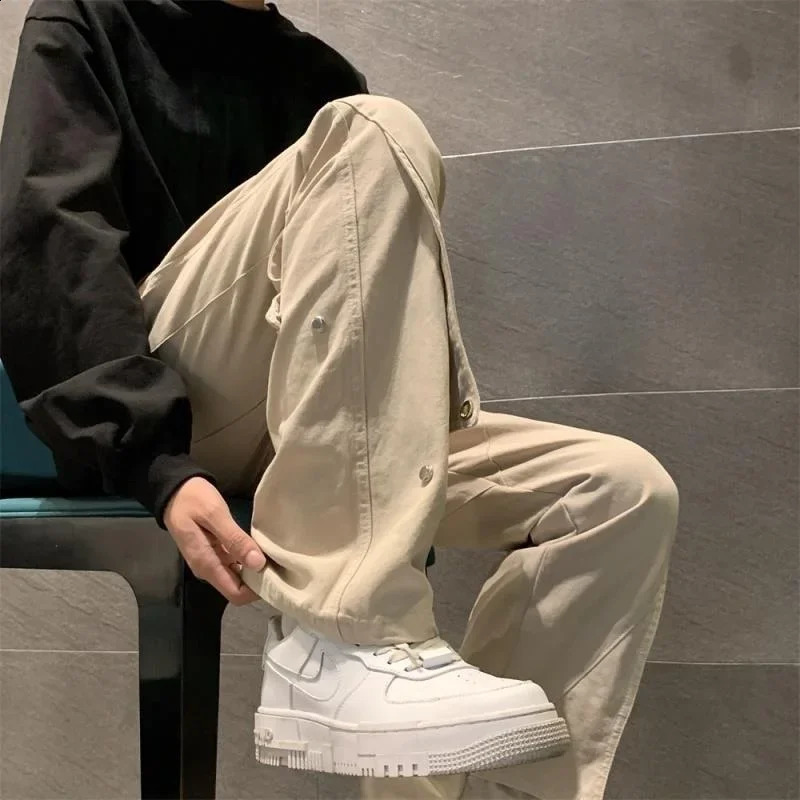 Mens commodity pants autumn black Trouser mens stacking the est highquality fashion street cotton regular suitable for unique trends 240812