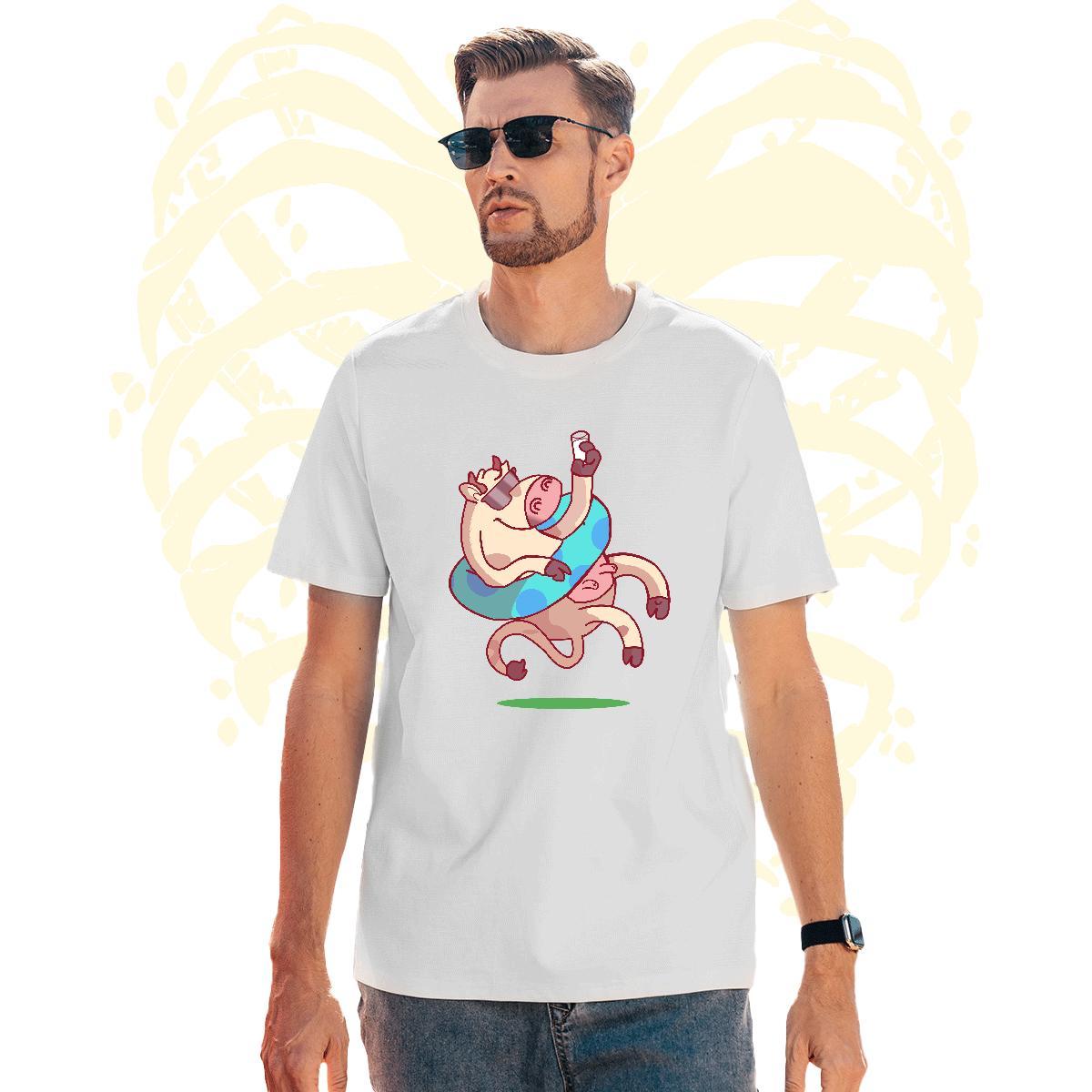 Popular T-Shirts for Men cow Breathable Short Sleeve Sport Custom Print Plus Size 100% Cotton 230g Mens Tshirts New Tops