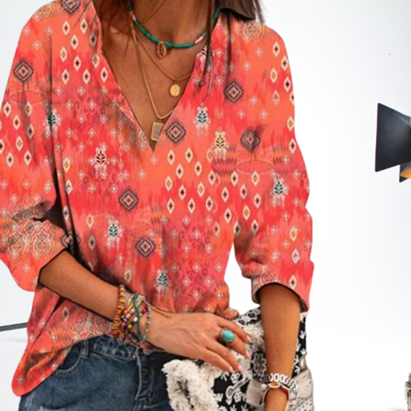 Temu Fashion Colorful Ethnic Style Shirt Top