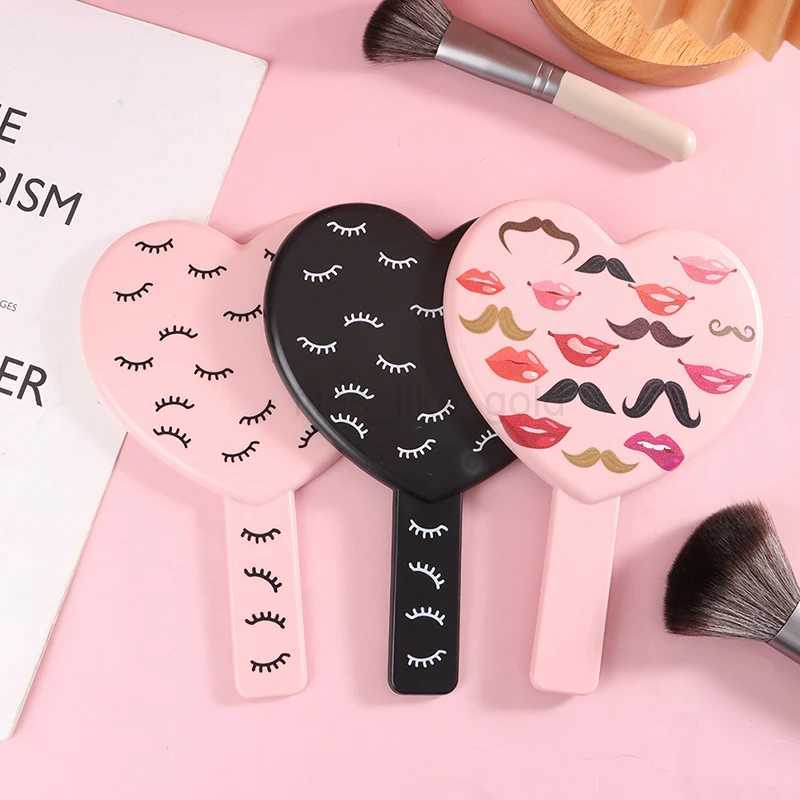 Eyelash Extension Handheld Makeup Mirror Heart shaped Makeup Mirror with Handheld Mirror Surface SPA Salon Compact Mirror Surface W240813