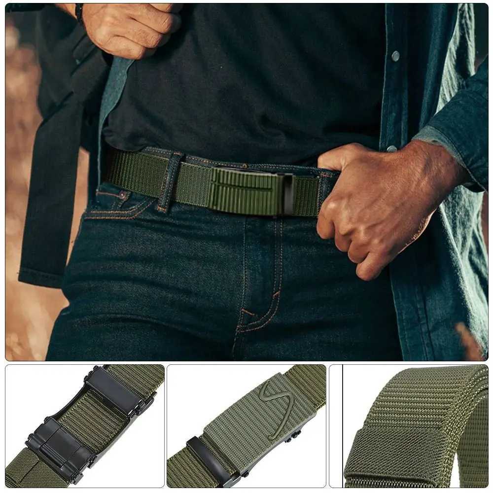 Mens casual denim breathable nylon belt tactical waistband alloy buckle belt outdoor accessories W240807