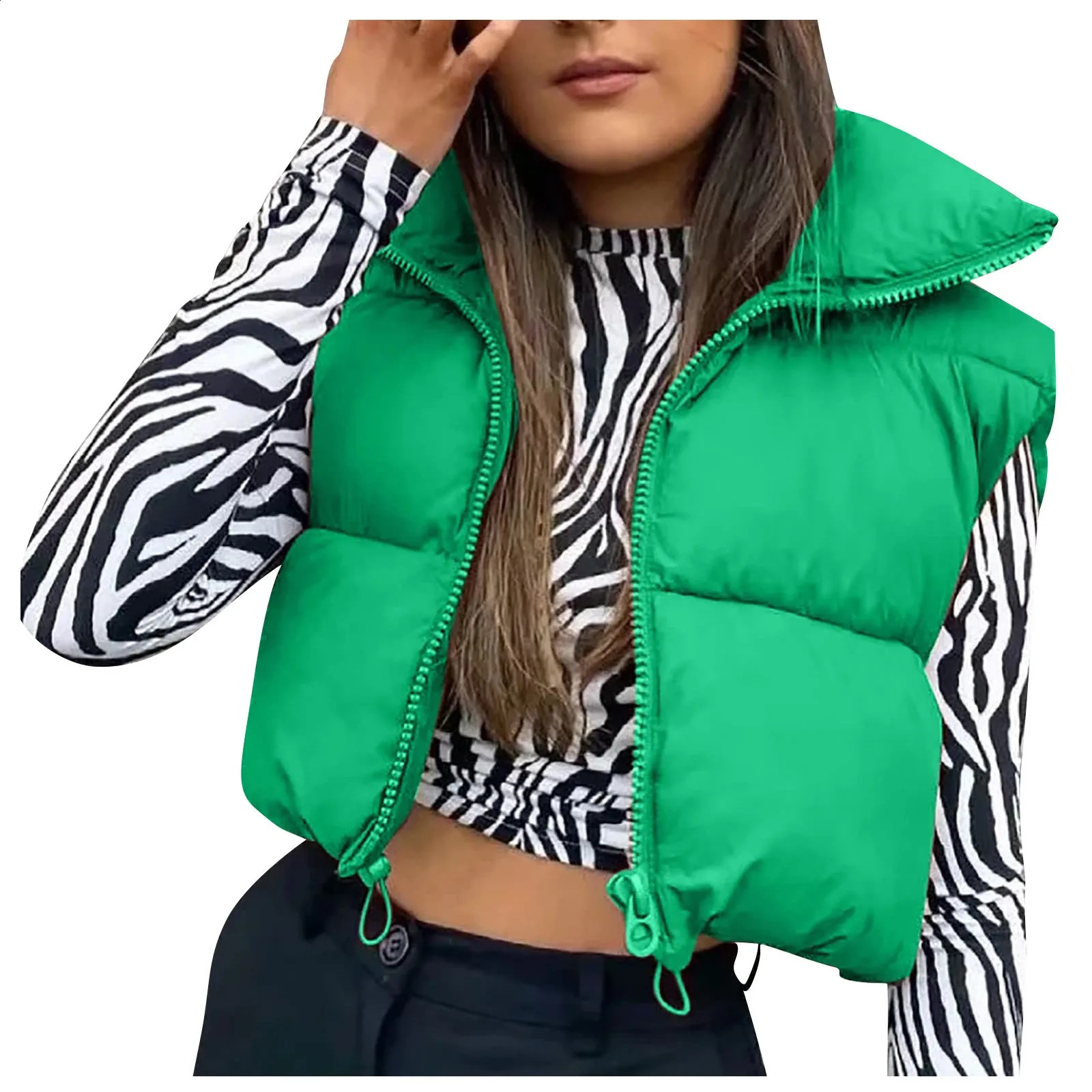 Autumn and Winter Womens Winter Tank Top Sleeveless Bomber Lightweight Stand Collar Zip Solid Quilted Vest 240813