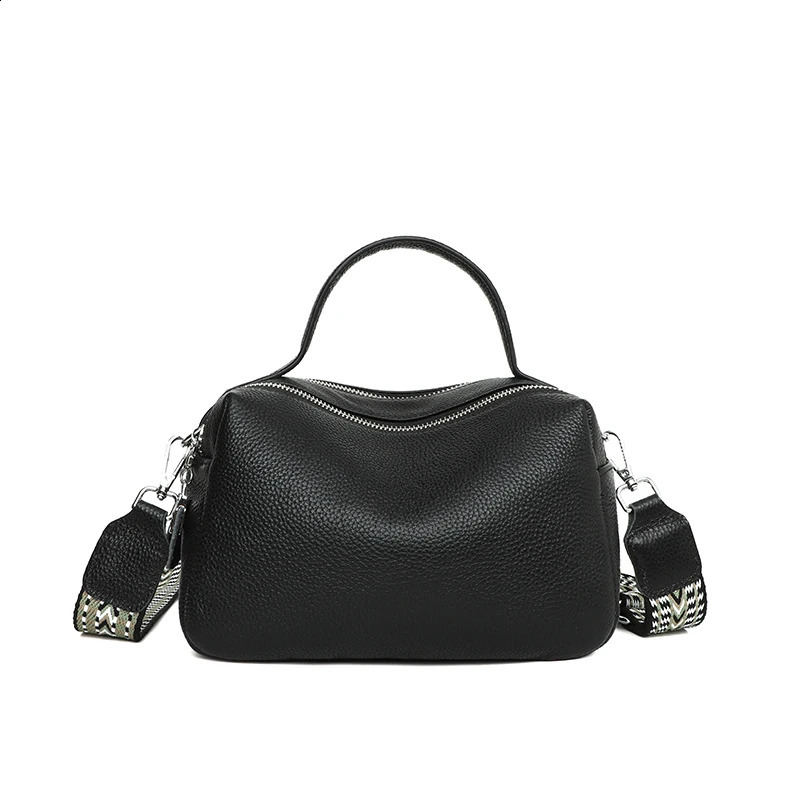 Fashion Cross Body Bag Womens Genuine Leather Simple High Quality Handbag Retro Boston Shoulder 240813