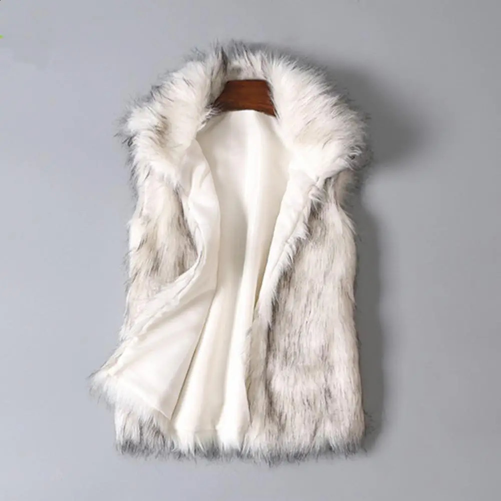 Fashion Women Vest Windproof Women Waistcoat Buttons Placket Winter Thickened Warm Faux Fur Vest Jacket Cold Resistant 240813