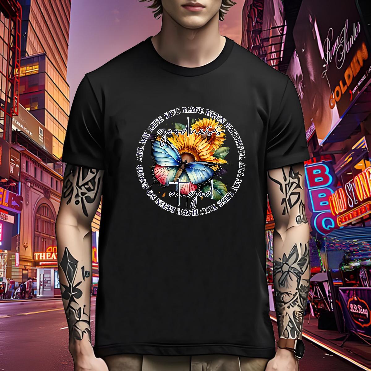 Loose Man T Shirts Butterfly Short Sleeve Soft Sport Skull 230g Cotton Men Tees New Clothes
