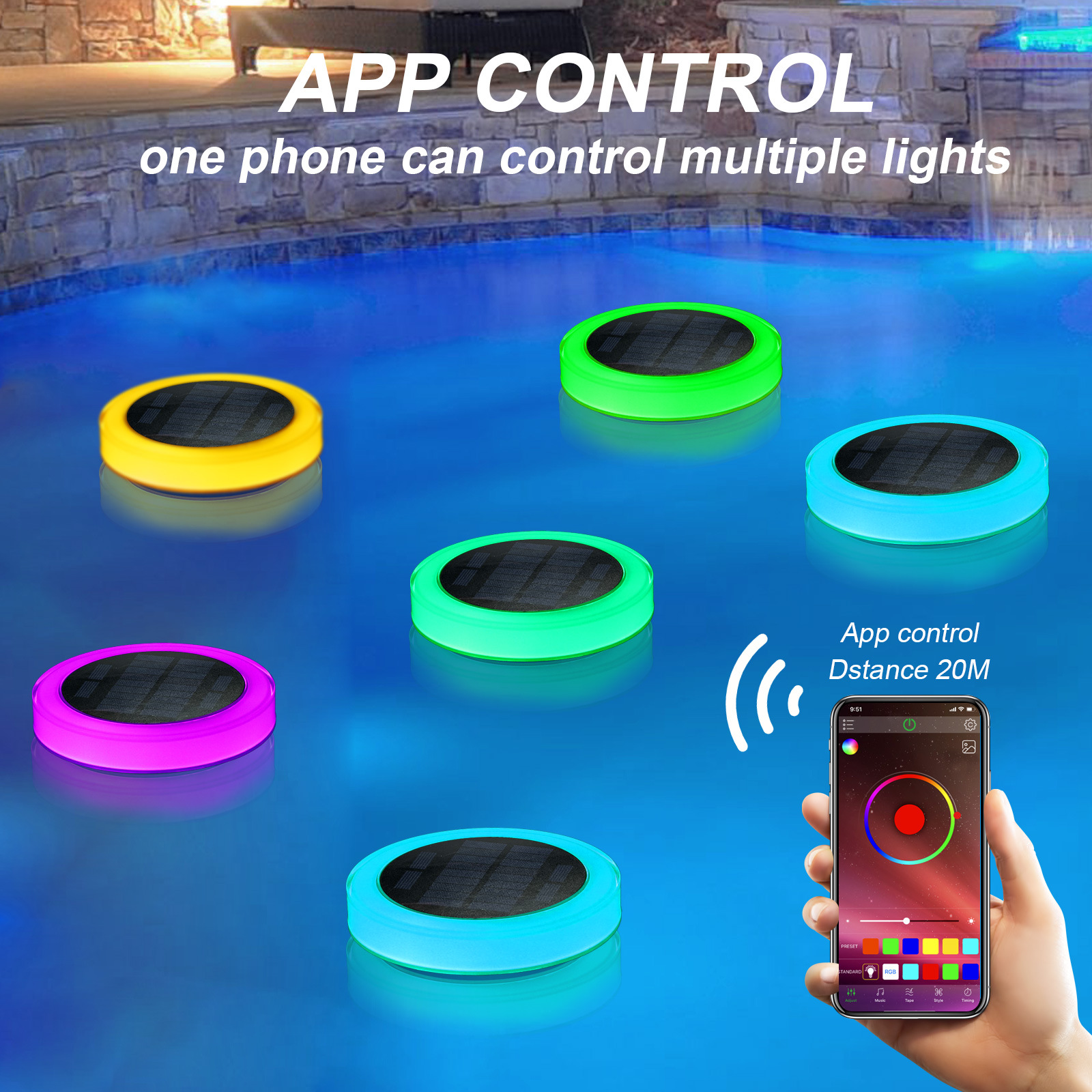 Solar Pool Lights RGB Outdoor LED Garden Swimming Pond Light Pool Float Lighting Lamp Party Decoration