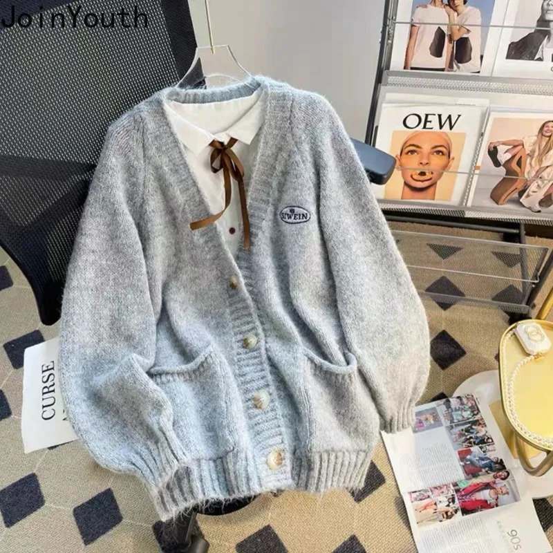 Preppy Style Knitwear Sweater Coat Women Clothing Pull Femme Fashion Korean Sueter Mujer Casual Knit Oversized Cardigan Jackets 240812