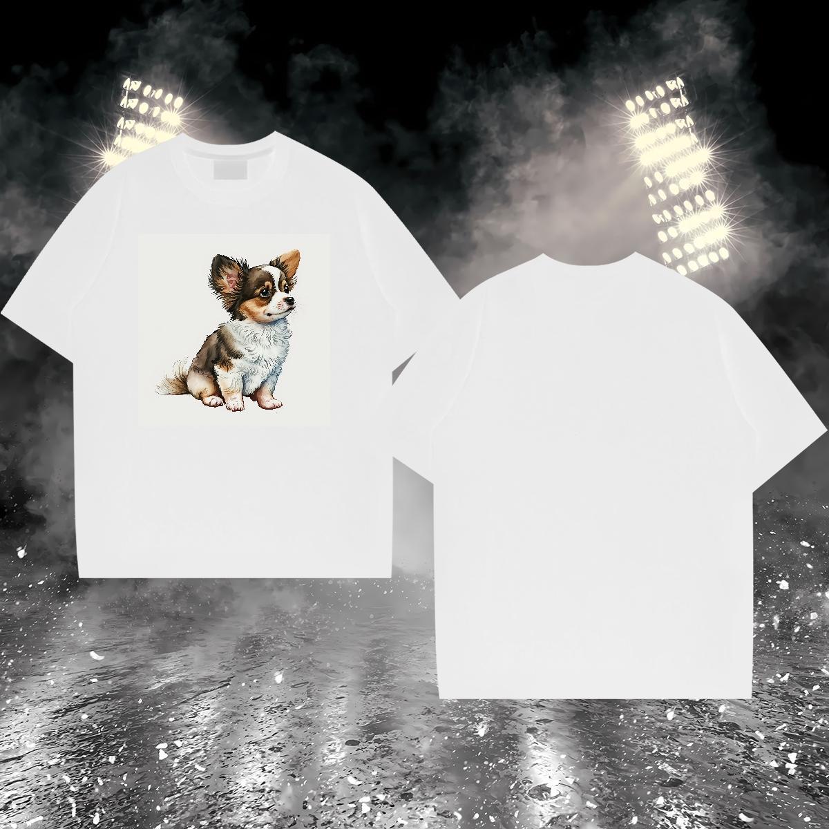 Classic Casual Tshirt for Man Woman Dog Hip Hop Street 230g Pure Cotton Tops Tees Breathable Crew Neck Cool T shirt Cartoon Printing L-4XL