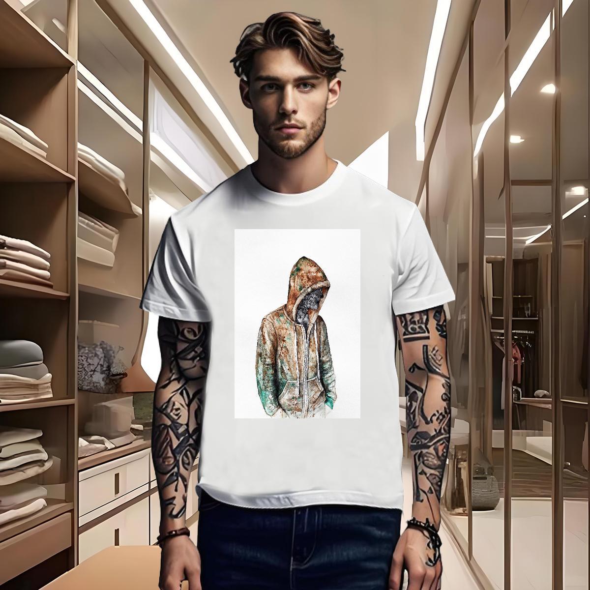 T Shirt For Man 100% Cotton 230g portrait Street Casual O Neck Short Sleeves Oversized 4XL Men Tees Custom Comfortable Tops Shirt