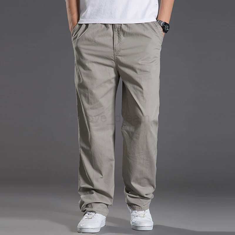 Mens casual Cargo Cotton pants men pocket loose Straight Pants Elastic Work Trousers Brand Fit Joggers Male Super Large Size 6XLXJ240813