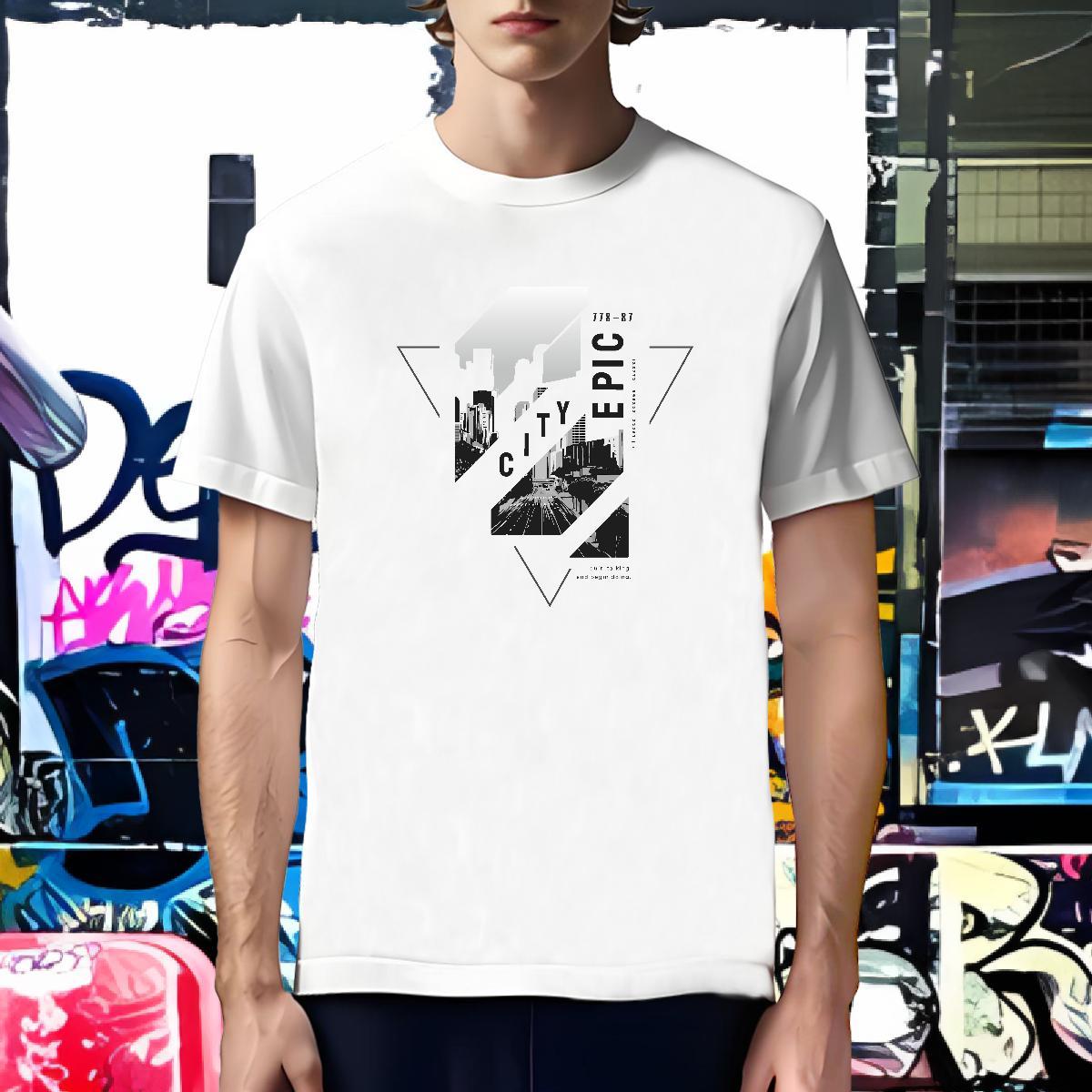 Wholesale T-Shirts Tall buildings, streets O-Neck Short Sleeve Hip Hop Black White 230g Pure Cotton Men Tees Fashion Design Clothings