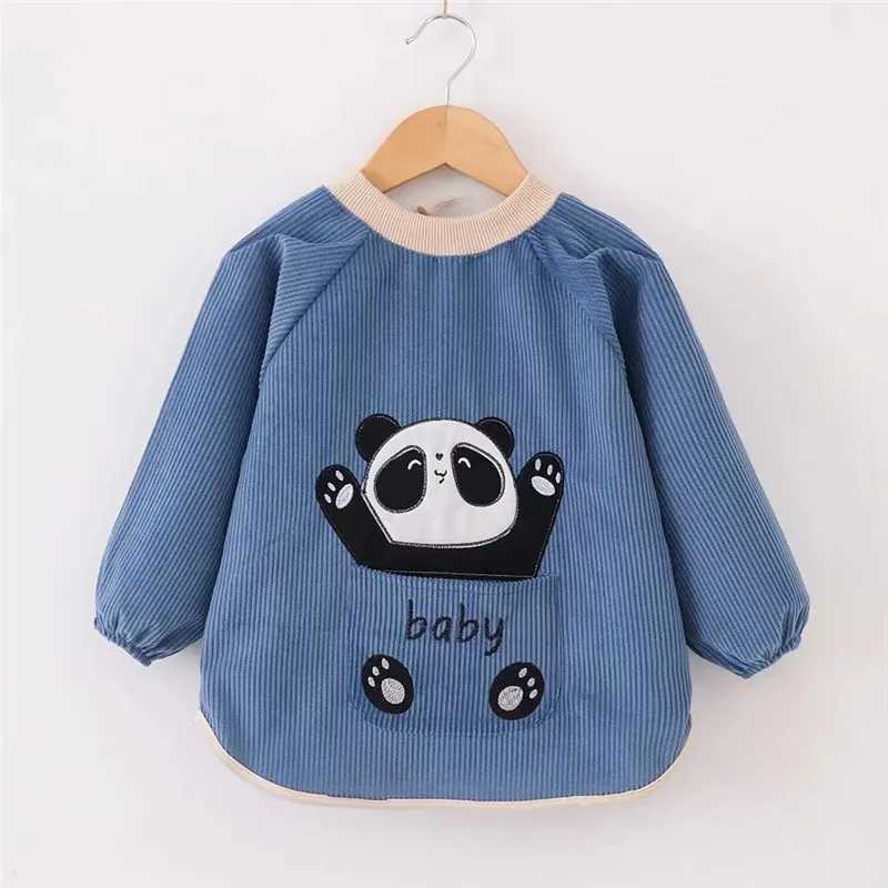 Bibs Burp Cloths Fashion Cotton Baby Bibs Corduroy Kid Eating Clothing Childrens Long Sleeves Feeding Smock Bib Baby Apron Bandana Bebes BibsL4812
