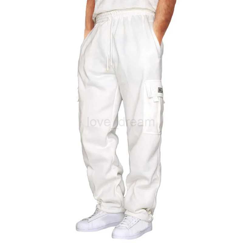 Mens Sweatpants Straight Fit Joggers for Sports and Streetwear Loose Oversized Drawstring Long Pants Men Multi-pocket PantsXJ2