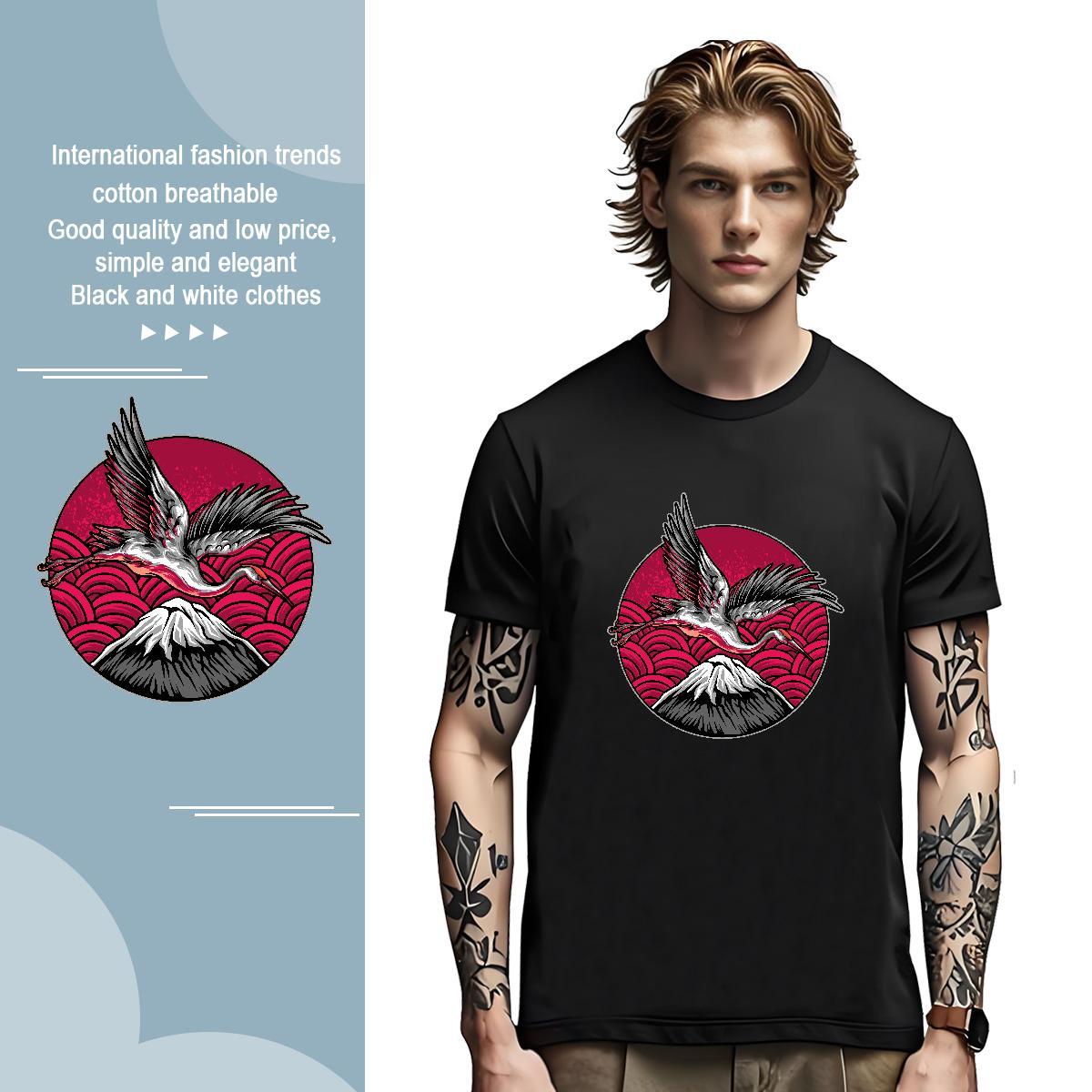 T Shirts Men 230g 100% Cotton eagle Anime Printing Street Pure Cotton Custom Print Oversized Couples T Shirts Fashion Design Cool Design Clothings
