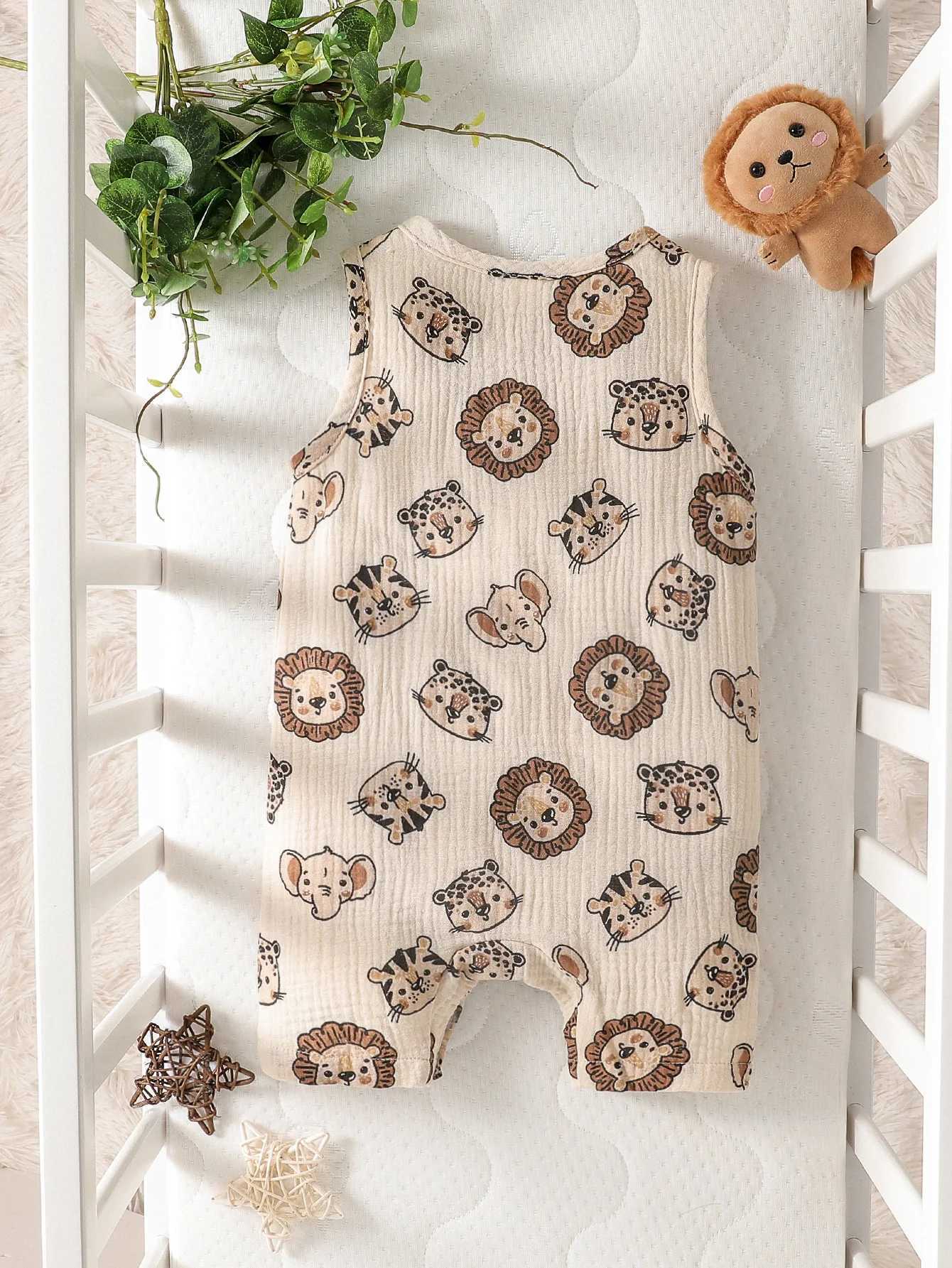 Cute cartoon animal pattern jumpsuit for summer casual wear W240812