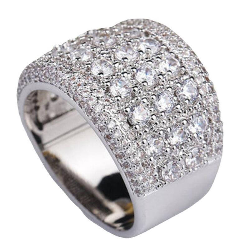Ins Top Sell Sparkling Wedding Rings Luxury Jewelry 925 Sterling Silver Fill Pave White Sapphire CZ Diamond Party Gorgeous Eternity Women Engagement B