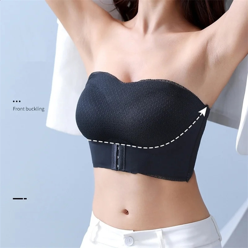 Sexy Push Up Bra Front Closure Strapless Underwear for Women Plus Size Invisible Brassiere Wireless Breathable Female Lingerie 240812