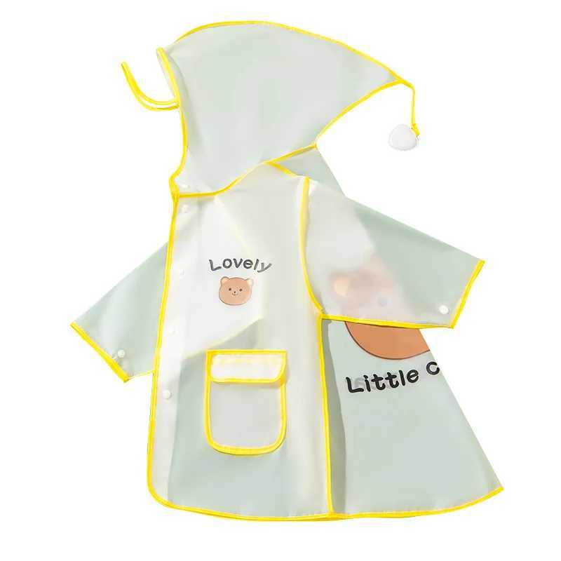 Little Bear Cute Childrens Waterproof Raincoat Rain Jacket Wear Coat Suit Cover Clothing Kids Girl Boy Yellow Green Y240810
