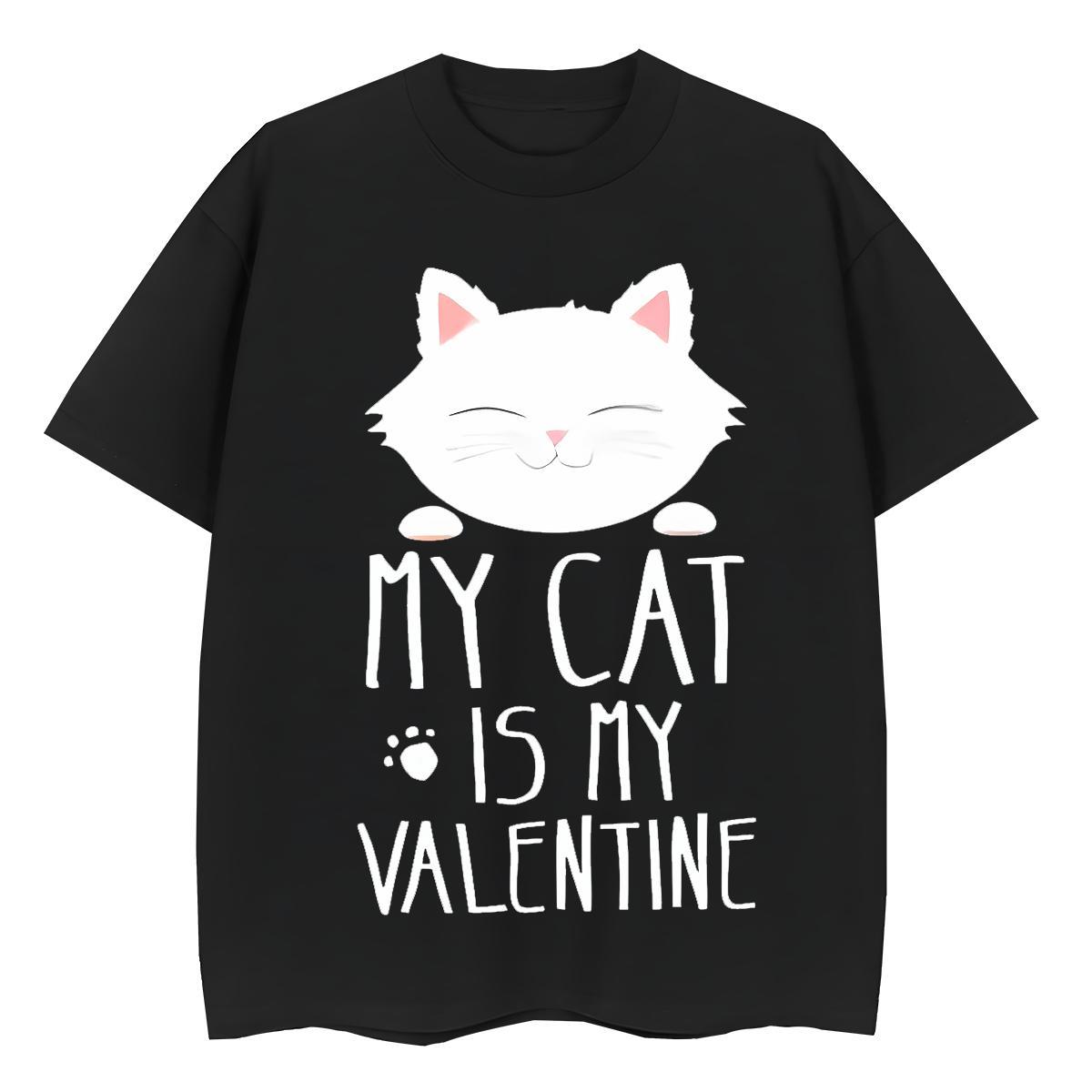 Free Shipping Man T Shirts cat Pure Cotton Daily Outfit DIY 230g 100% Cotton Tshirts Brand Top Tees