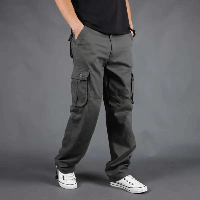 Mens Pants Large Size Multi-pocket Loose Overalls Outdoor Sports Training Jogging Casual Pants Loose And ComfortableXJ240813