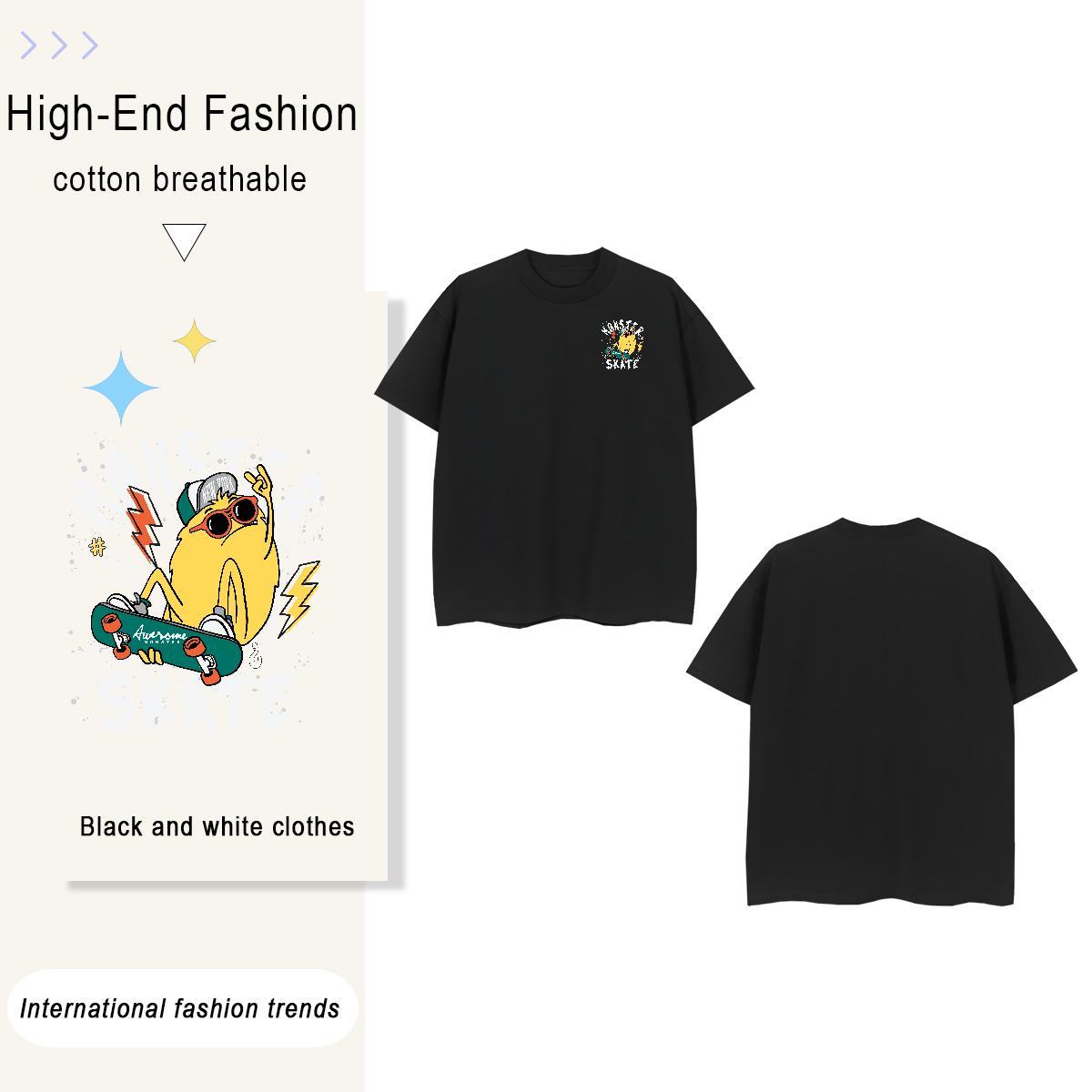 T-Shirts for Men 230g 100% Cotton Plush Outdoor Breathable Plus Size Cartoon Couples T Shirts New Arrival High Quality Top Tees