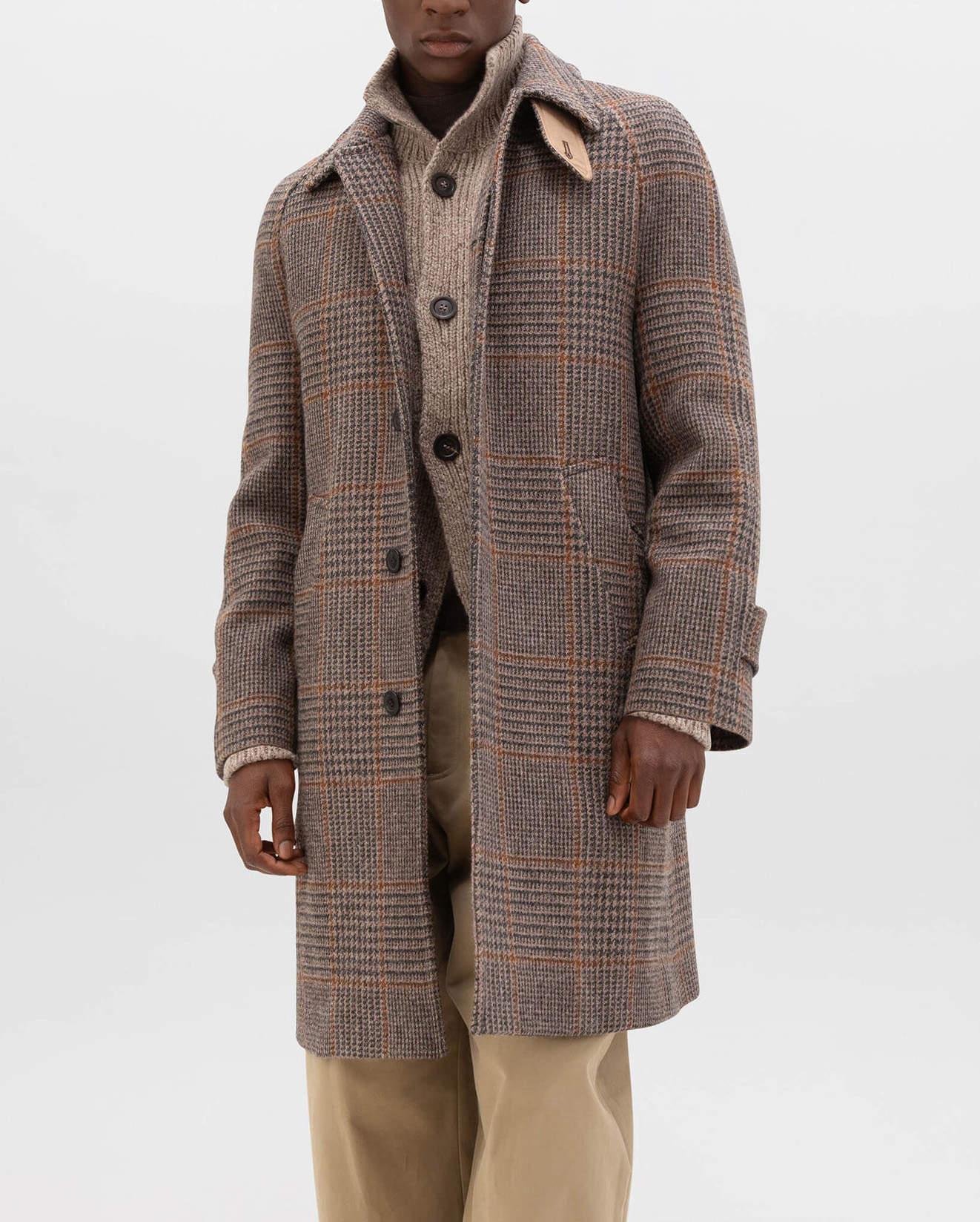 Men's Wool Blend Overcoat Vintage Notched Lapel Tailored Blazer Coat Autumn Winter Houndstooth Windbreaker Custom Made Plus Size