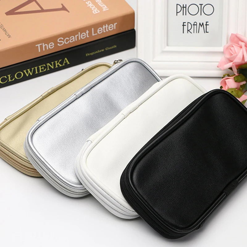 Black Waterproof Double Zipper Makeup Brushes Case Women Cosmetic Bags Portable Travel PU Brush Holder Storage 240812