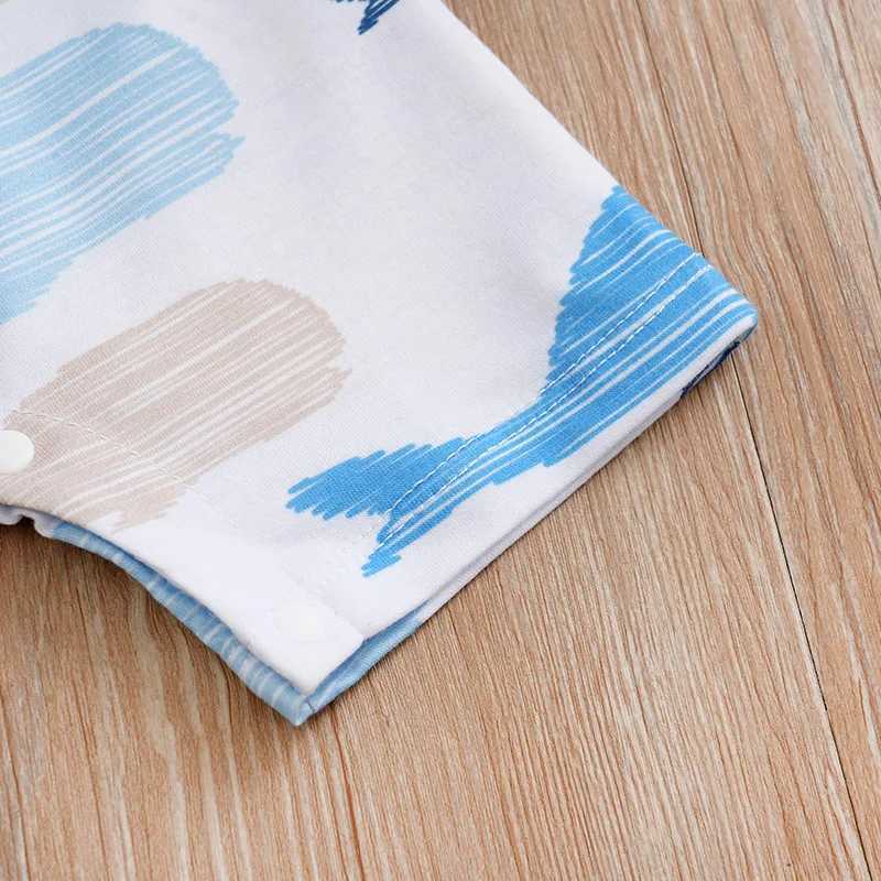 Summer Newborn short sleep jumpsuit 0-36M cute whale round neck simple style comfortable and breathable suitable for boys and girls W240812