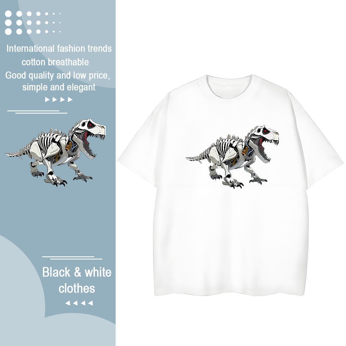 Soft Men T Shirts dinosaur Crew Neck Home Outdoor Asian Size 230g Cotton Men Clothes T-Shirt Free Shipping Tee Shirt