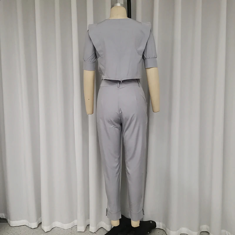 Wefads 2024 est Women Summer Two Piece Set Casual Short Sleeve Round Neck Solid Top Loose With Pockets Pants Sets Streetwear 240813