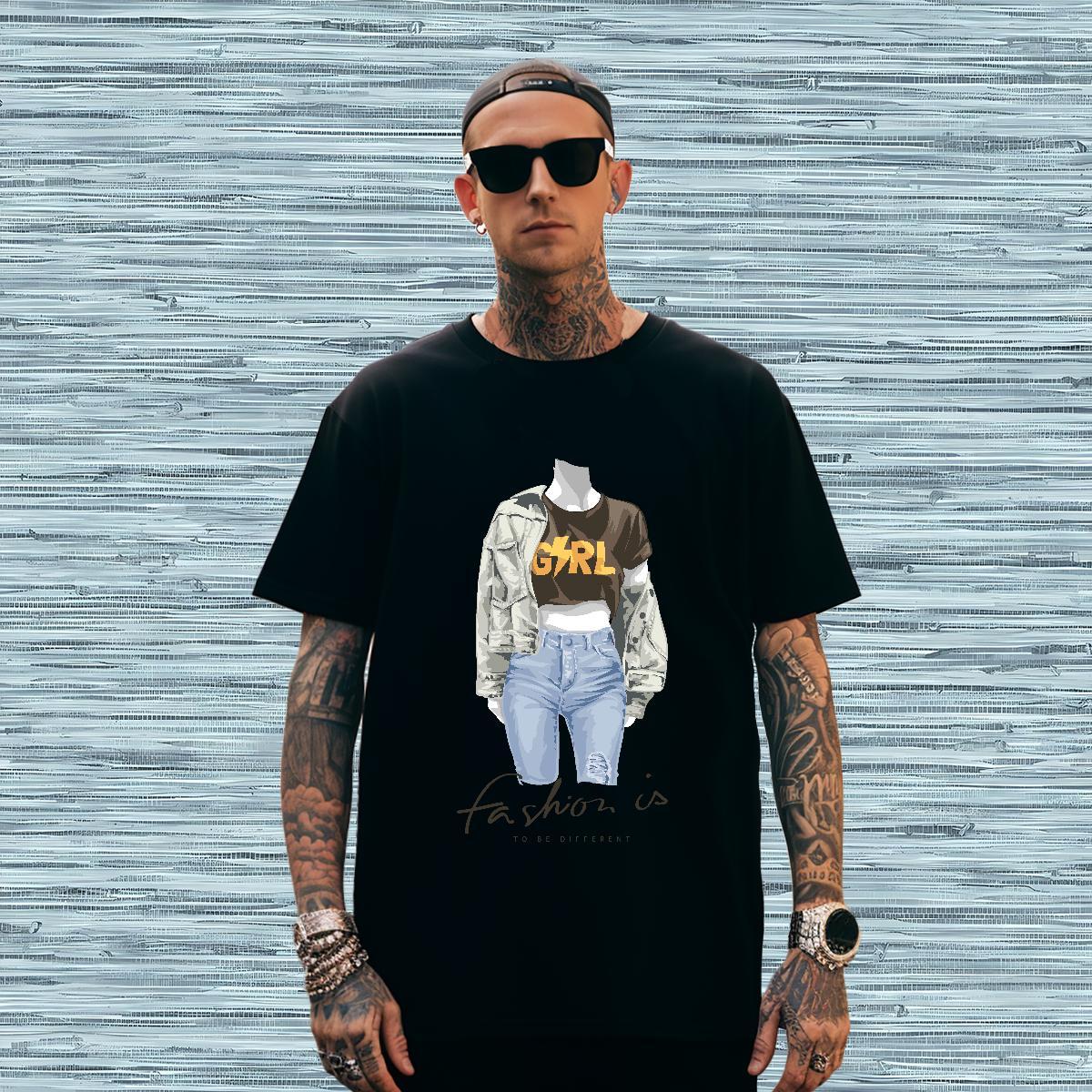 T shirt 230g Pure Cotton character Casual Short Sleeve Soft Cartoon Printing L-4XL Tshirts Fashion Casual Loose Fit Tees Shirts