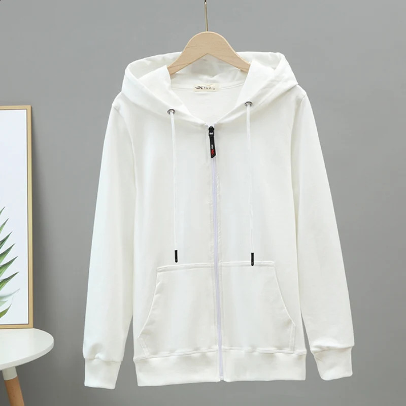 Korean Loose 5Xl Women Pure Cotton Hoodies Fashion Oversize Long Sleeve Solid Zipper Sweatshirt High Quality Autumn Tops 240812