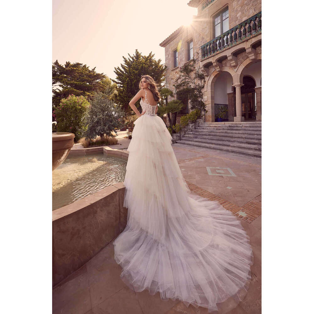Castle Sheath Gown Wedding Dresses Crystals Lace Sweep Train Bridal Gowns Big Vestidos De Novia Custom Size Colour