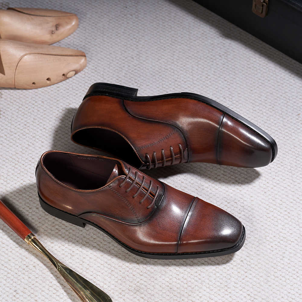 CMM New Leather Shoes Mens Top Layer Cowhide Business Formal Mens Shoes British Classic Three Joint Office Party Shoes Men