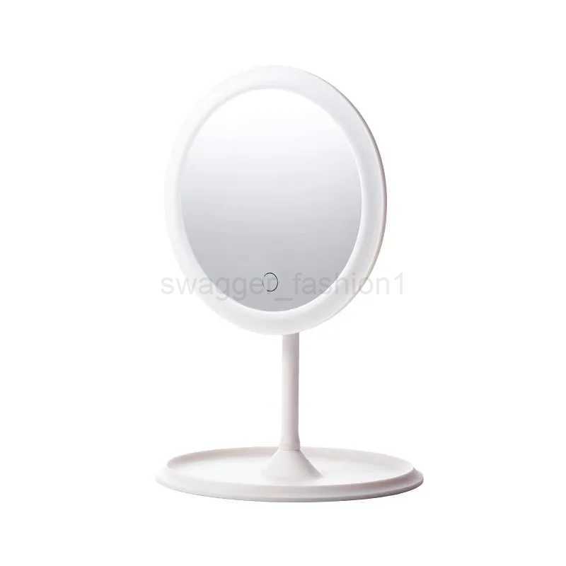 LED Makeup Mirror With Light Lamp With Storage Desktop Rotating Cosmetic Mirror Light Adjustable Dimming USB Vanity MirrorXJ240813