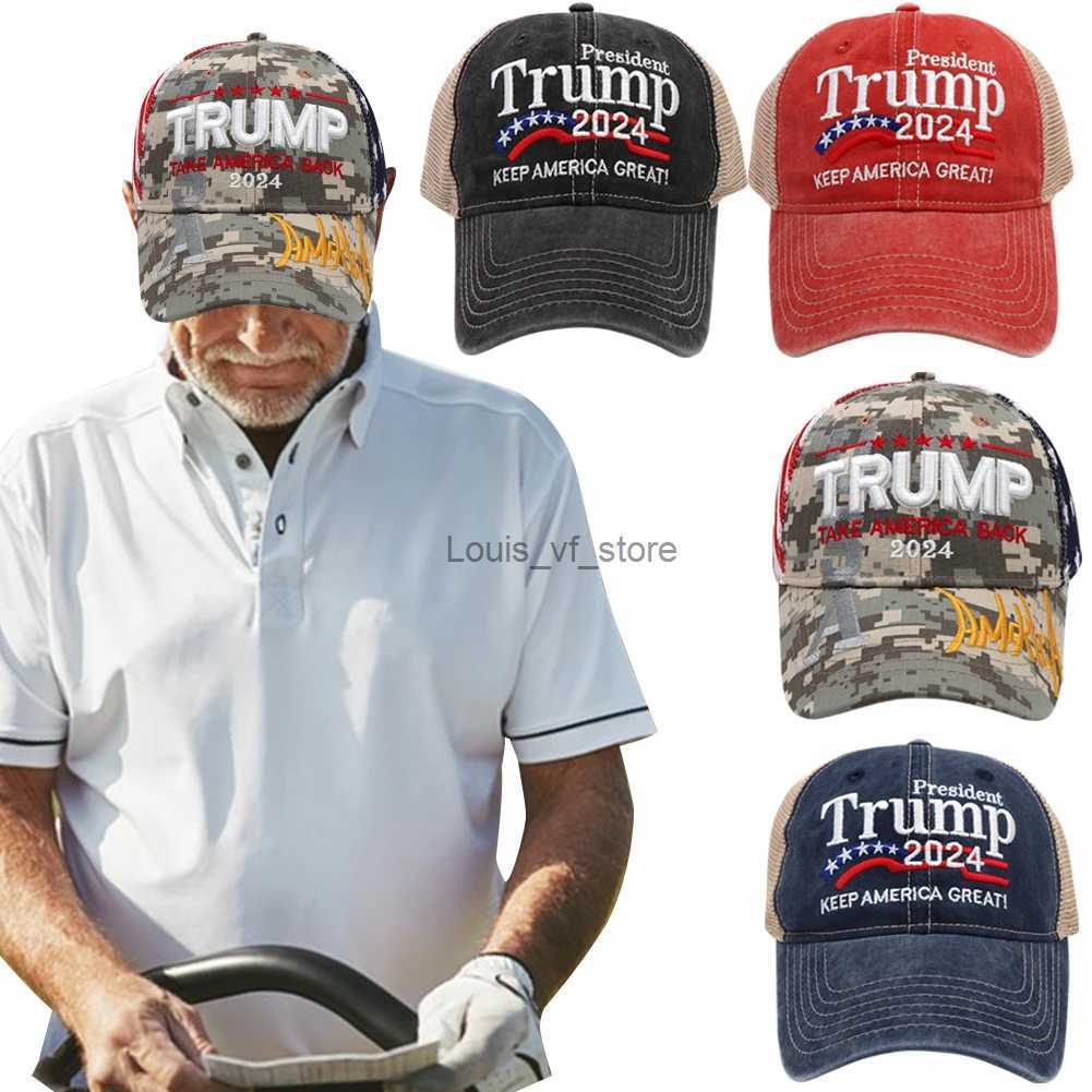 Ball Caps Beanie/Skull Trumps 2024 duckbill hat maintains Americas great casual golf 3D embroidered fashionable sports adjustable outdoor H240813