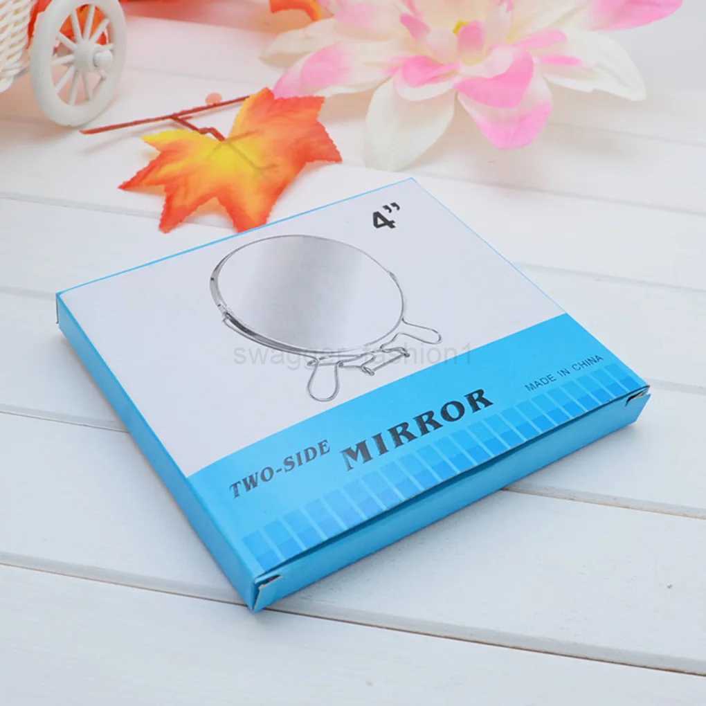 Makeup Cosmetic Mirror 4 Round 360 Degree Rotation 2 Face Tabletop Mirror Magnifier Stainless Steel Makeup Mirror StandingXJ240813