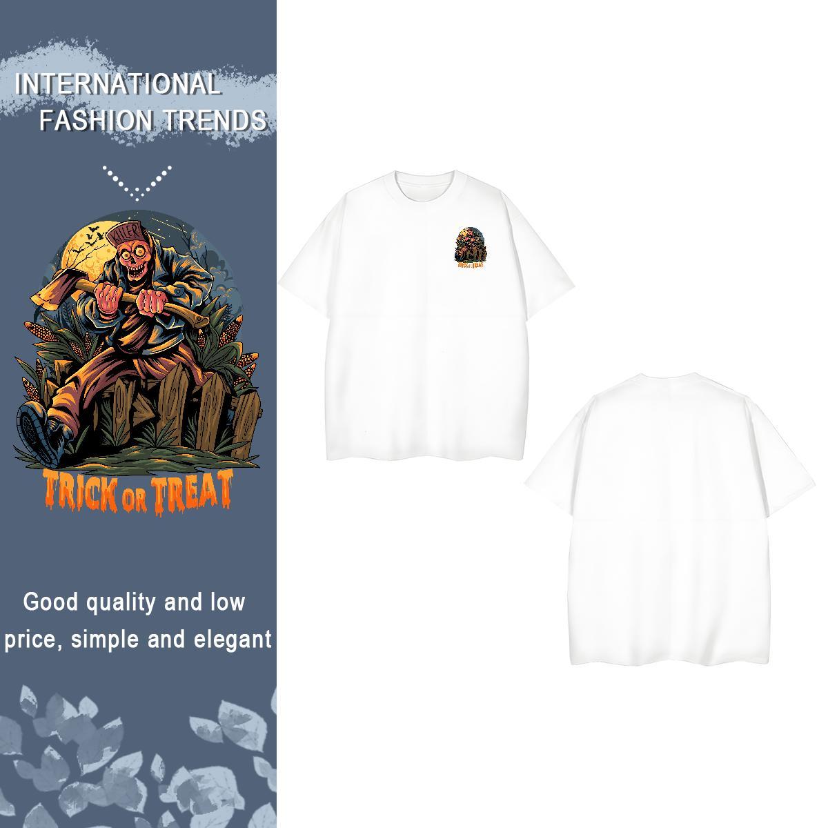 T-Shirts for Men 100% Cotton 230g Halloween Street Wear Breathable Short Sleeve DIY Anime Men Tops Tees Fashion Design Free Shipping Top Tees
