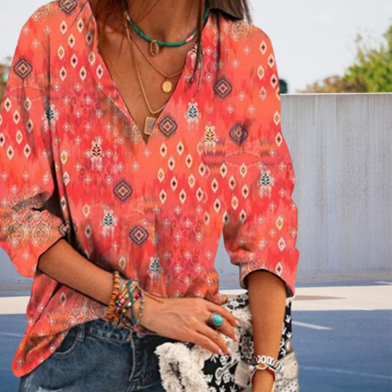 Temu Fashion Colorful Ethnic Style Shirt Top