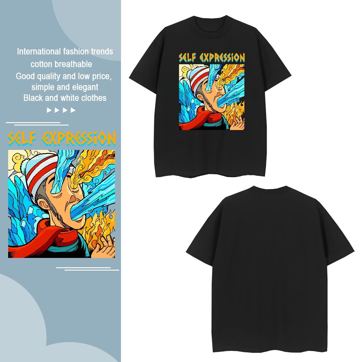 T-Shirts 230g 100% Cotton portrait Sports Casual Crew Neck Breathable Cartoon Printing L-4XL Tshirt for Man Woman Designer Fashion Loose Tshirts