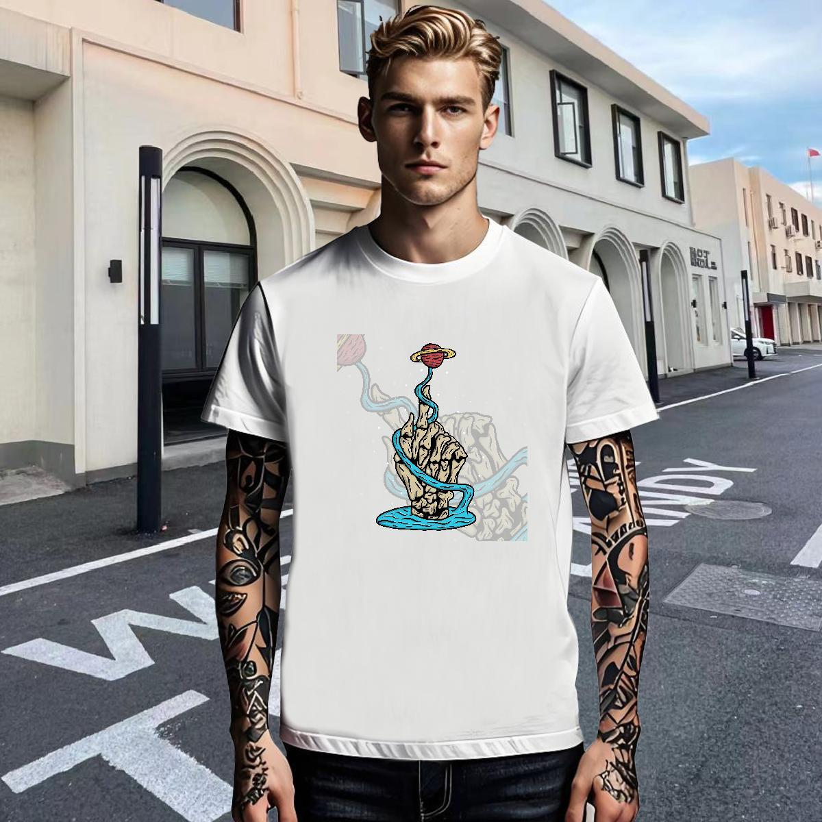 Cool Men Tees Beach 230g Cotton Cartoon Printing L-4XL Breathable Short Sleeve ET T-Shirts for Men Designer Tops