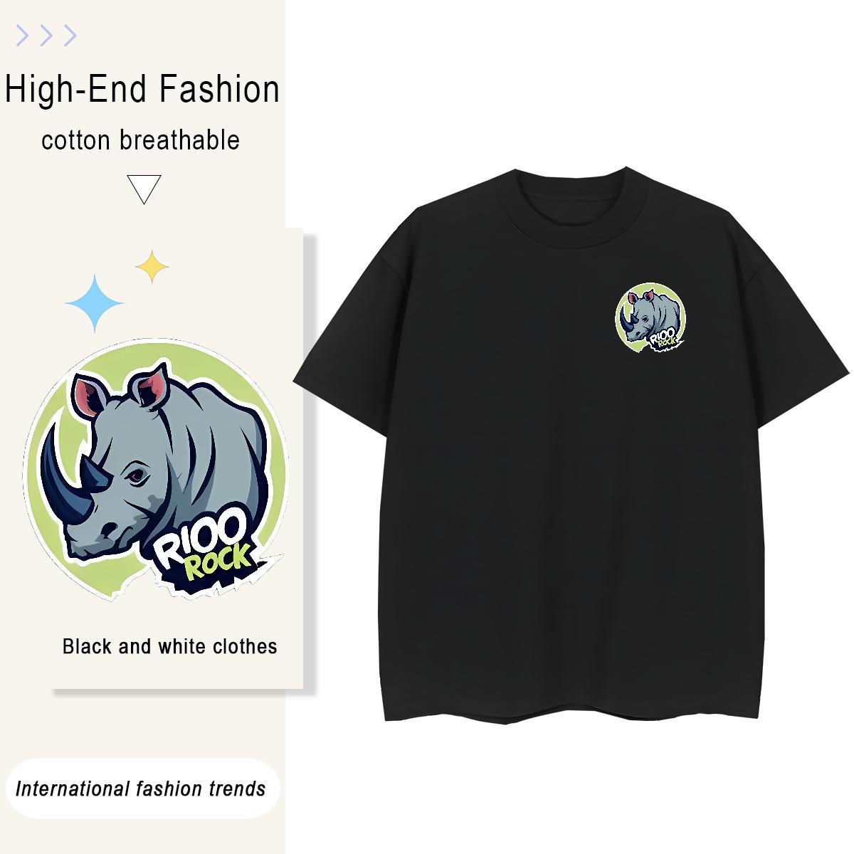 High Quality T Shirt For Man rhinoceros Round Neck Short Sleeve Casual Custom Print Plus Size 100% Cotton 230g Tshirts Brand Clothings