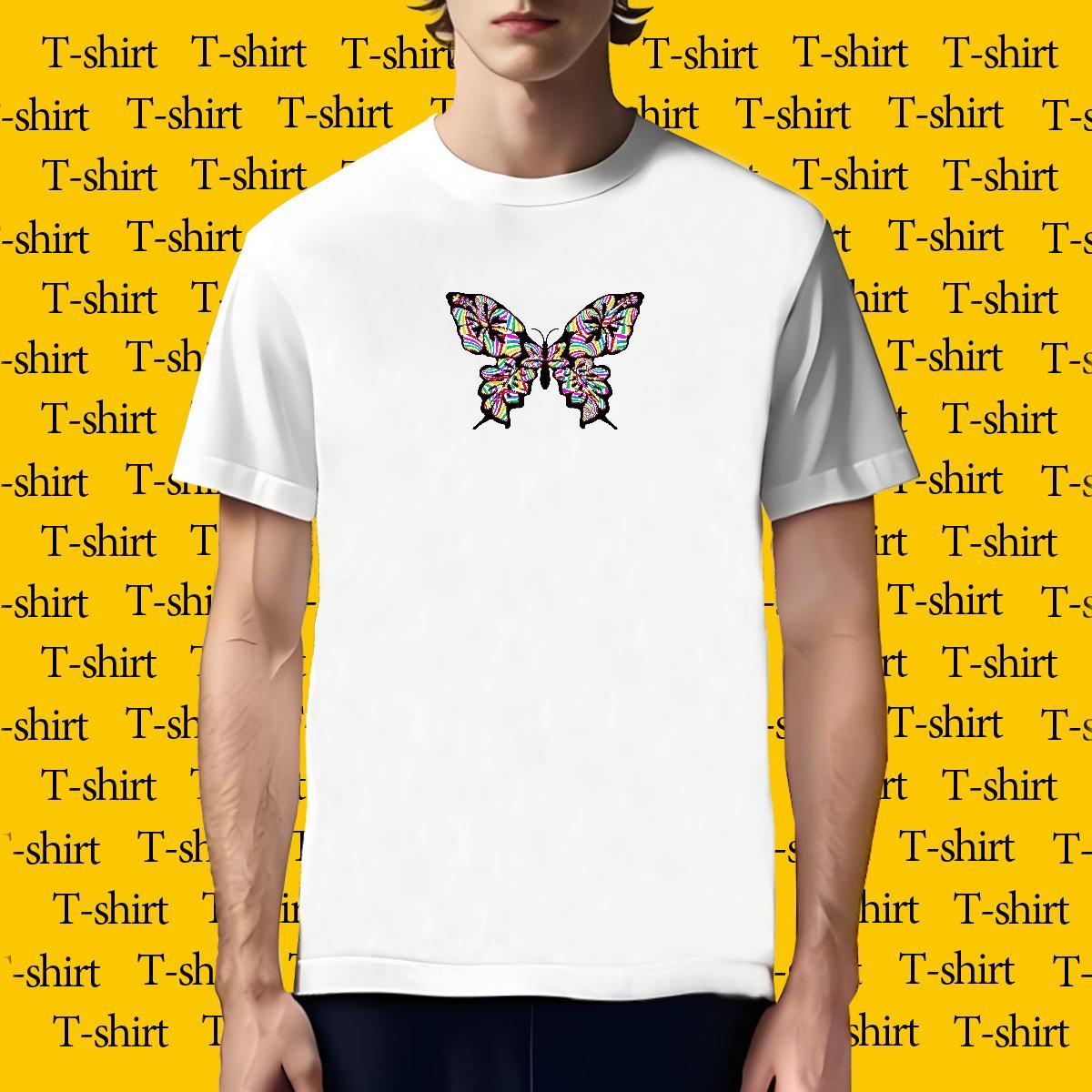 Classic T Shirts Men Butterfly Breathable Short Sleeve Casual Daily Wear DIY 100% Cotton 230g Men Tees 2024 Tees Shirts