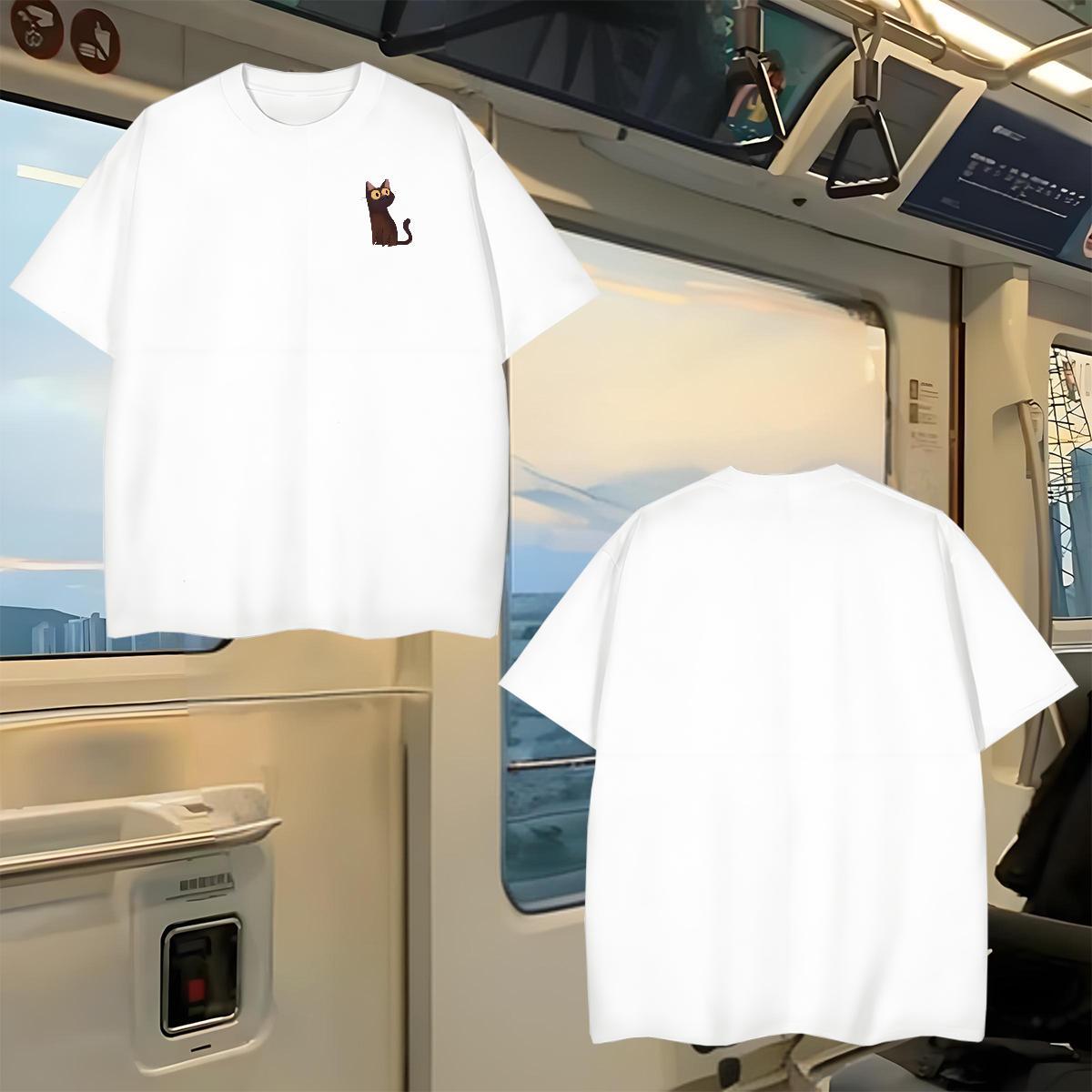 Casual New Tshirt for Man Woman cat Home Outdoor 230g Cotton Wear Breathable Short Sleeve Cool T-Shirts Anime Print