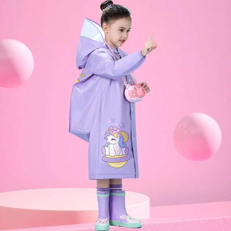 Children Waterproof Rain Poncho Kids Raincoat Full Coverage High Quality Raincoat Student Boys Girls Backpack Travel Rainwear Y240810