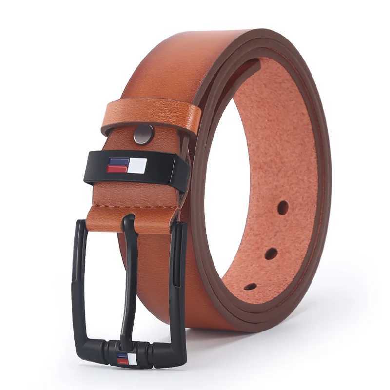 Mens PU leather alloy pin square buckle belt business casual belt 2023 fashion black coffee brown mens waist belt W240807