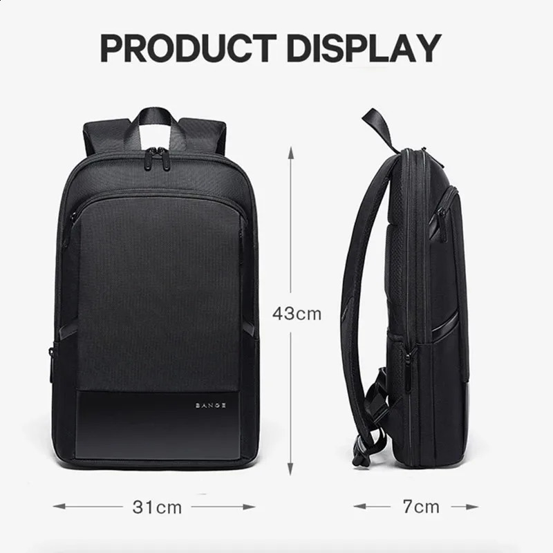 BANGE Mens Business Waterproof 156inch Laptop Backpack Fashion Classic Travel Motorcycle Lightweight Scalable Shoulder Bag 240813