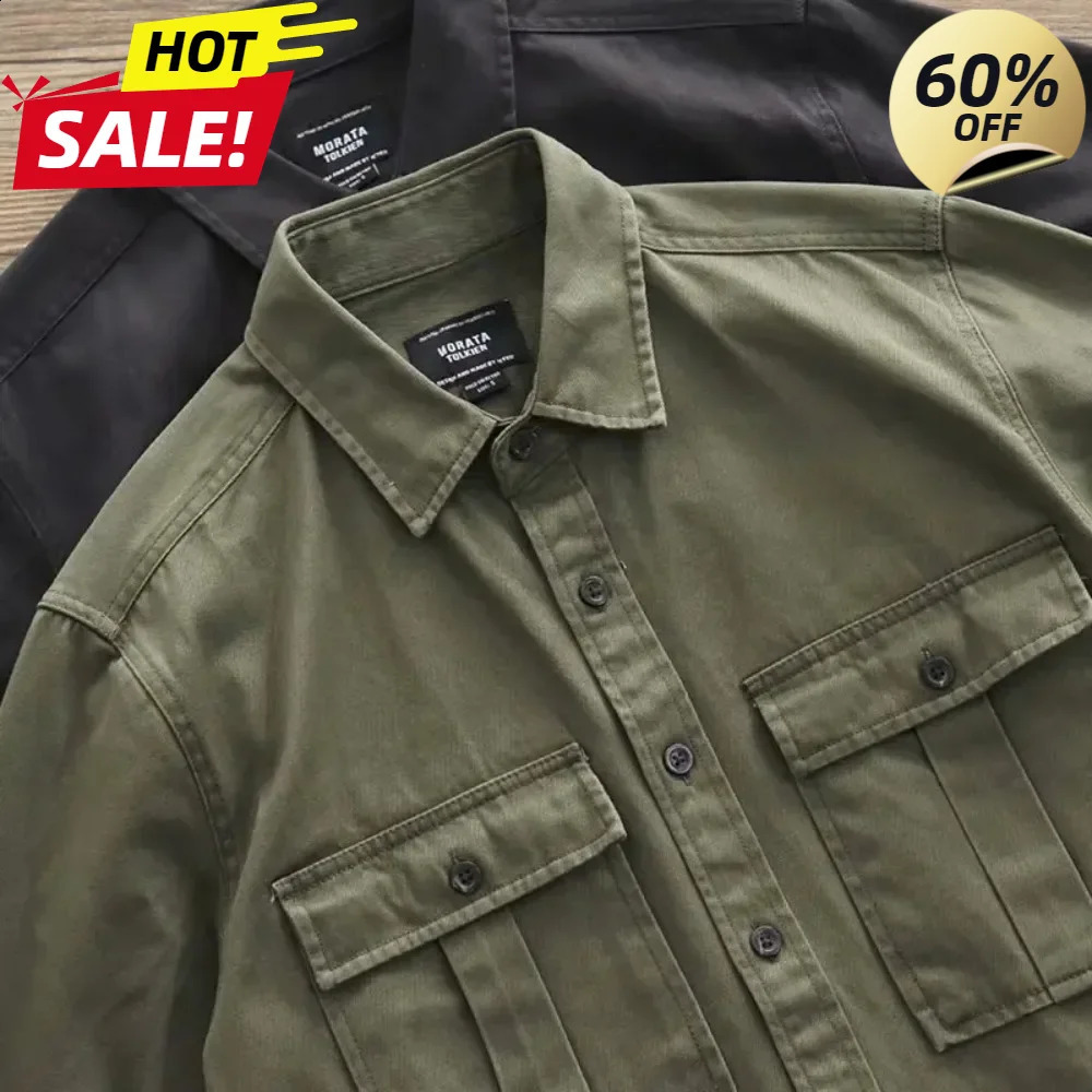 DAILOU Mens Freight Work Shirt Cotton Military Long Sleeve Dress US Summer Sales 240812