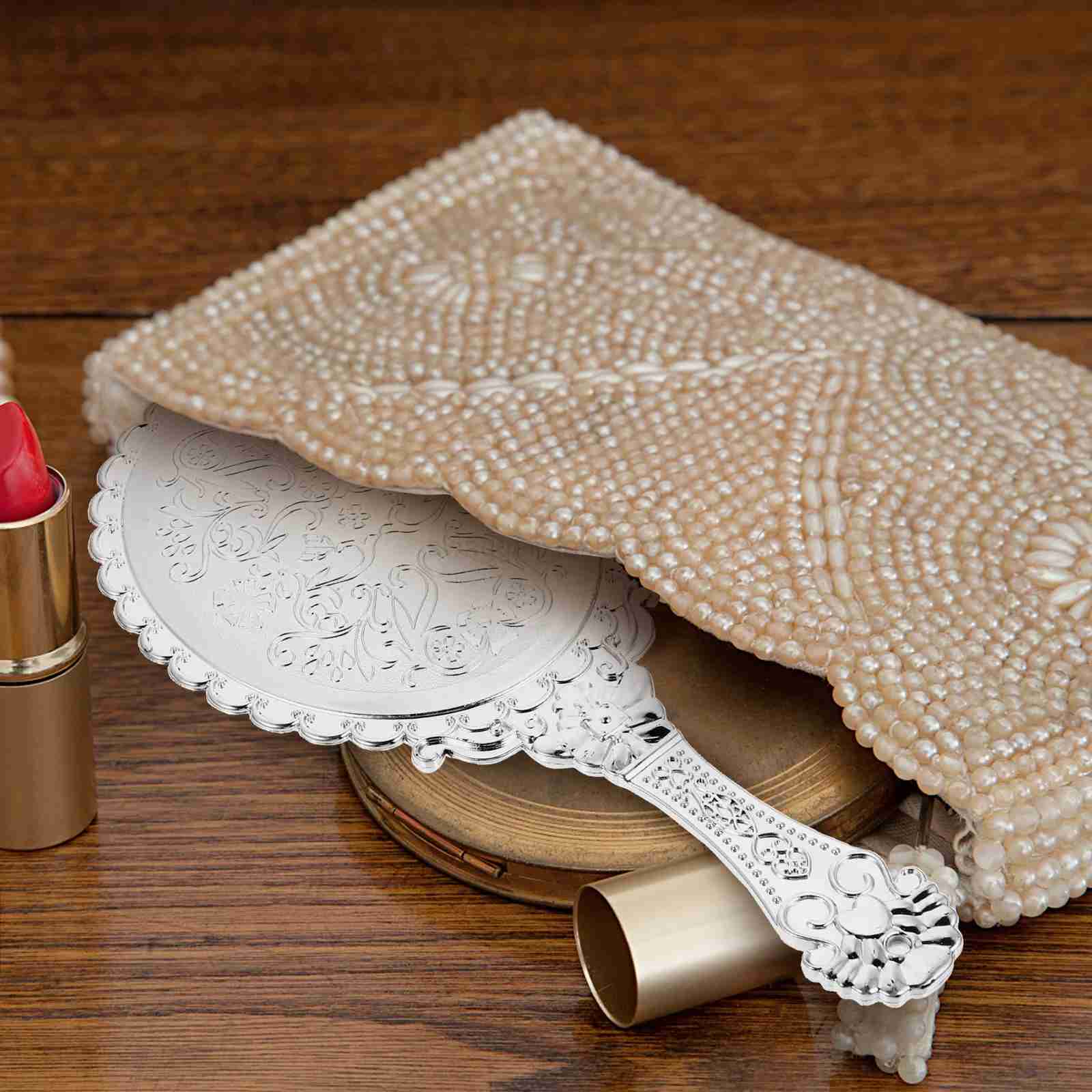 Retro Handle Mirror Portable Travel Carry Makeup Mirrors Vanity Small Handheld CompactXJ240813