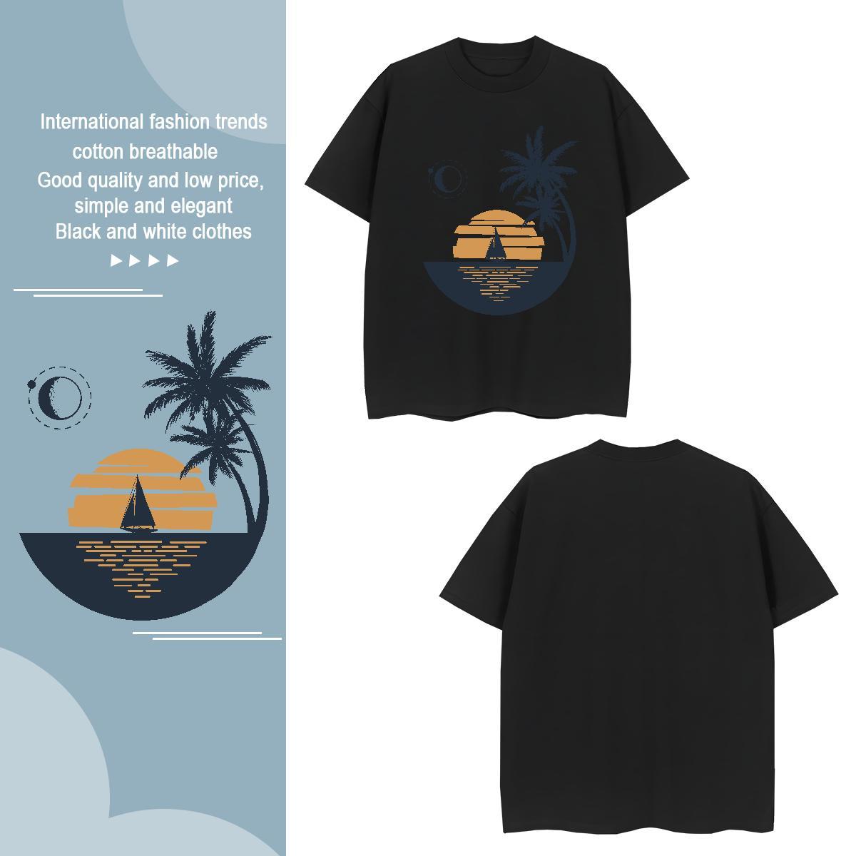 T Shirt For Man 230g Pure Cotton tree Anime Printing Street Breathable Short Sleeve Customized Print Men Tops Tees Wholesale Soft Tshirts